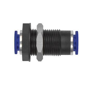 Straight push-in bulkhead connector »Blue Series«, M14x1.25