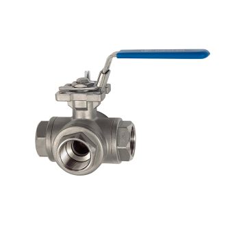 3-way ball valve, L-hole, Stainless steel 1.4408, G 1/2, DN 15