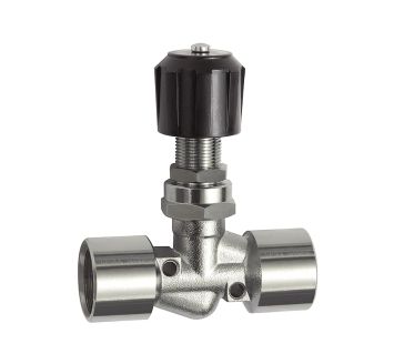 Needle valve, Nickel-plated brass, panel mounting, IT/IT, Rp 1/4