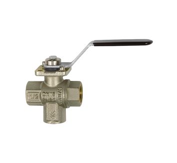 3-way ball valve, nickel-plated brass, L-hole, Rp 1 1/4