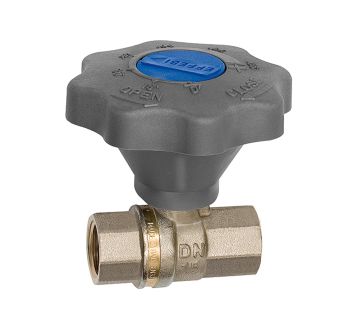 Ball valve fine adjustment, nickel-plated bright brass, Rp 3/8