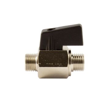 Mini ball valve, Smooth surface, nickel-plated brass, G1/4ET, DN8