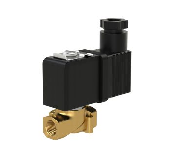 3/2 solenoid valve, brass, NC, dir. operated, 24V DC, FKM, G 1/8