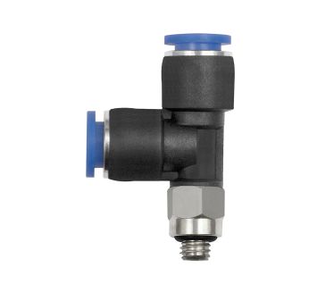 Push-in T-fitting »Blue Series« mini, L-shape, rotating, M3