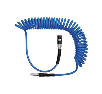 Spiral hose coupl. set, Push button coupl., PU, Hose Ø 8x5, 7.5 m