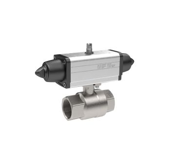 Brass ball valve, Pneumat. actuation drive, single-acting, Rp 2