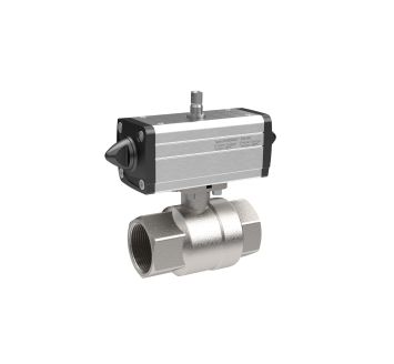 Brass ball valve, Pneum. actuation drive, double-acting, Rp 1 1/4