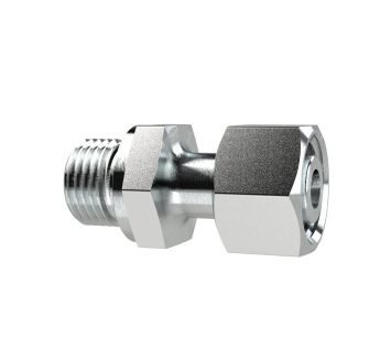 Adjustable male connector, G 3/8o.,Pipe ext.Ø10, galvanised steel