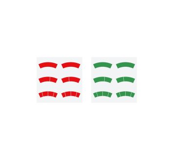 Adhesive label set, red and green circular arcs, for Ø-100