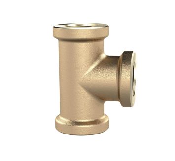 T-piece, 3x interior thread, G 2, 16 bar, bright brass