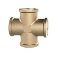 Cross-piece, 4x interior thread, G 1/2, 16 bar, bright brass